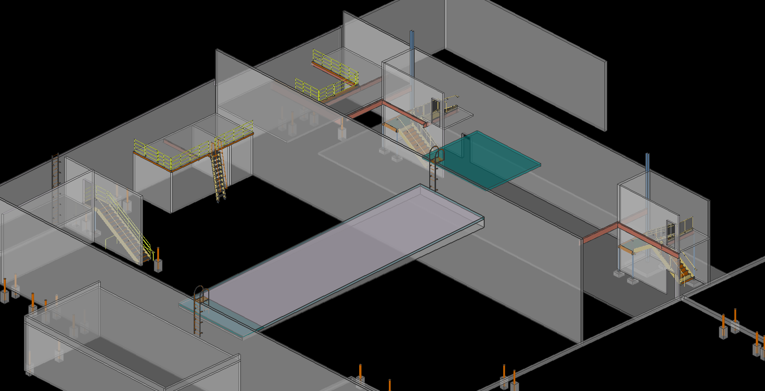 Complex industrial steel framework